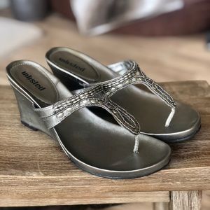 Brand New Stuart Weitzman Silver Wedge Sandals